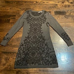 Athlete black/gray floral sweater dress